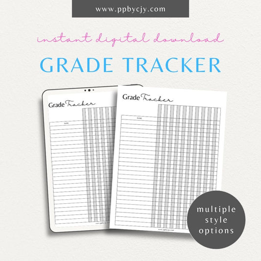 Teacher Grade Tracker Printable Template – Digital download for tracking and managing student grades, assignments, and overall academic progress