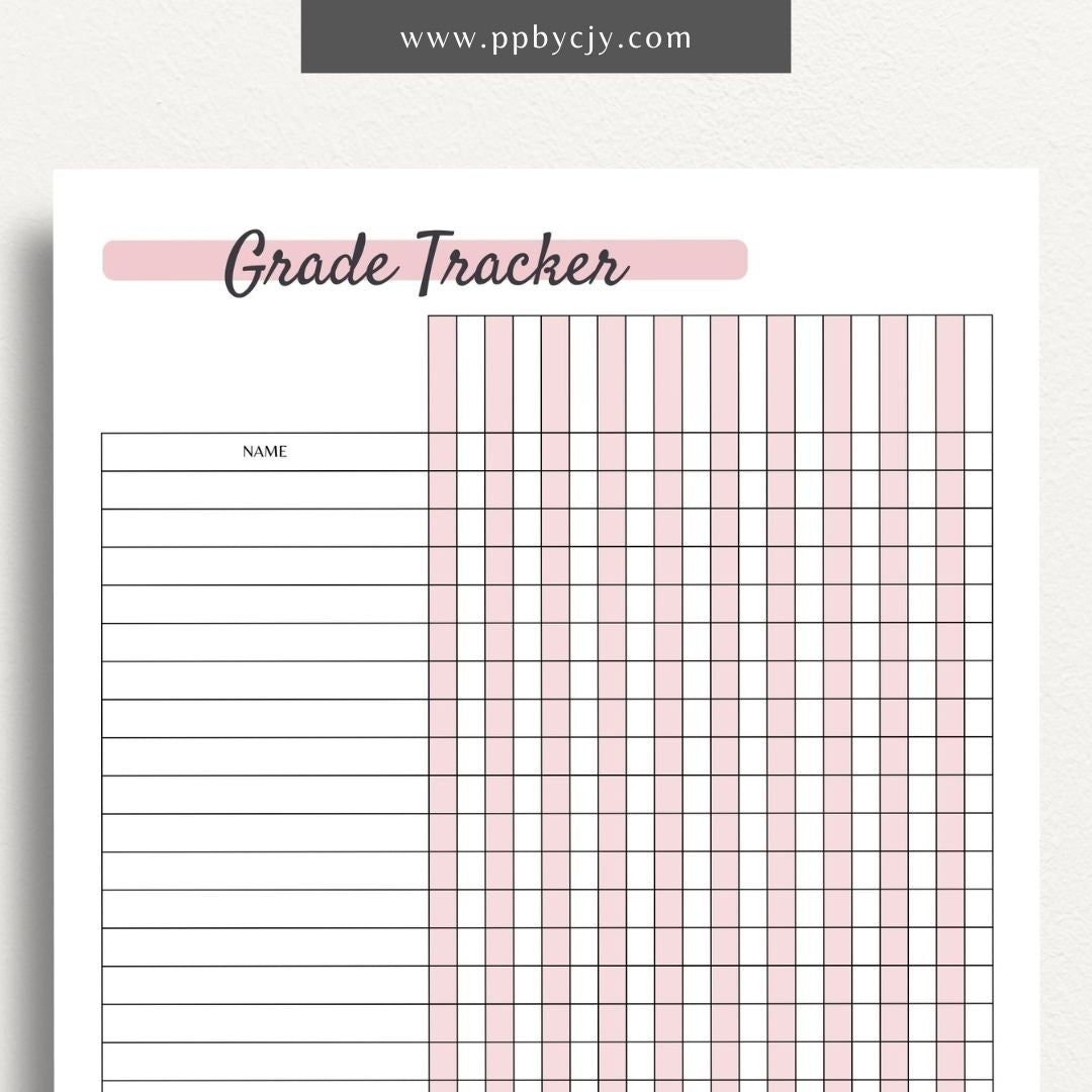 School Grade Tracker Printable PDF Template