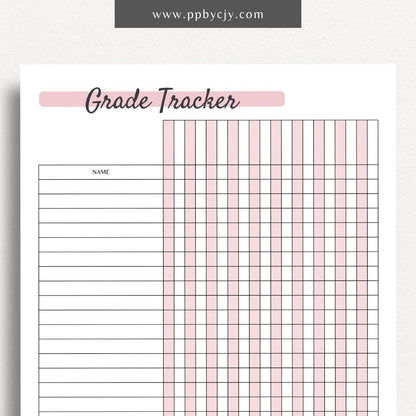 School Grade Tracker Printable PDF Template
