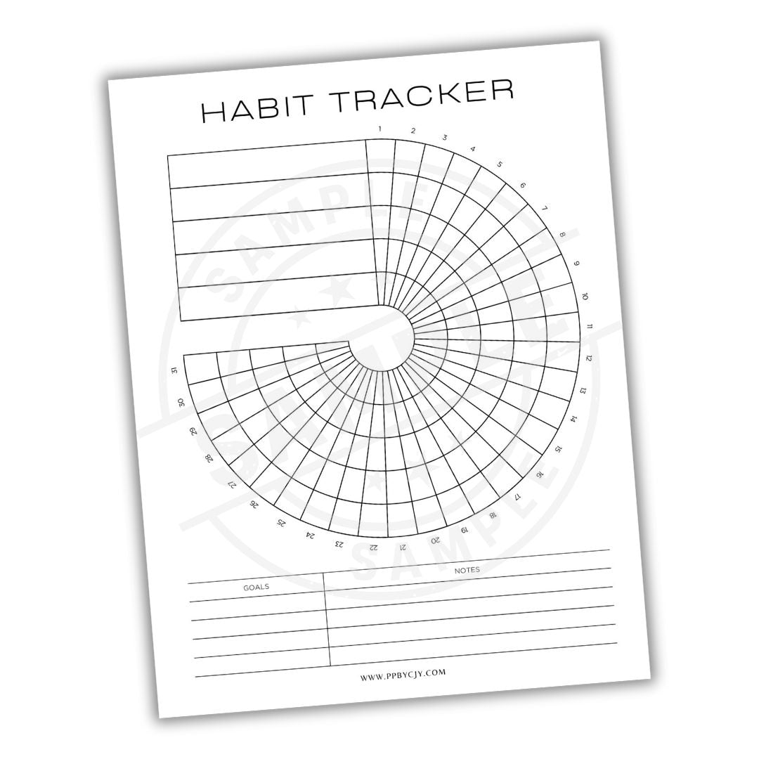 Habit tracker with circular design and text on a white background