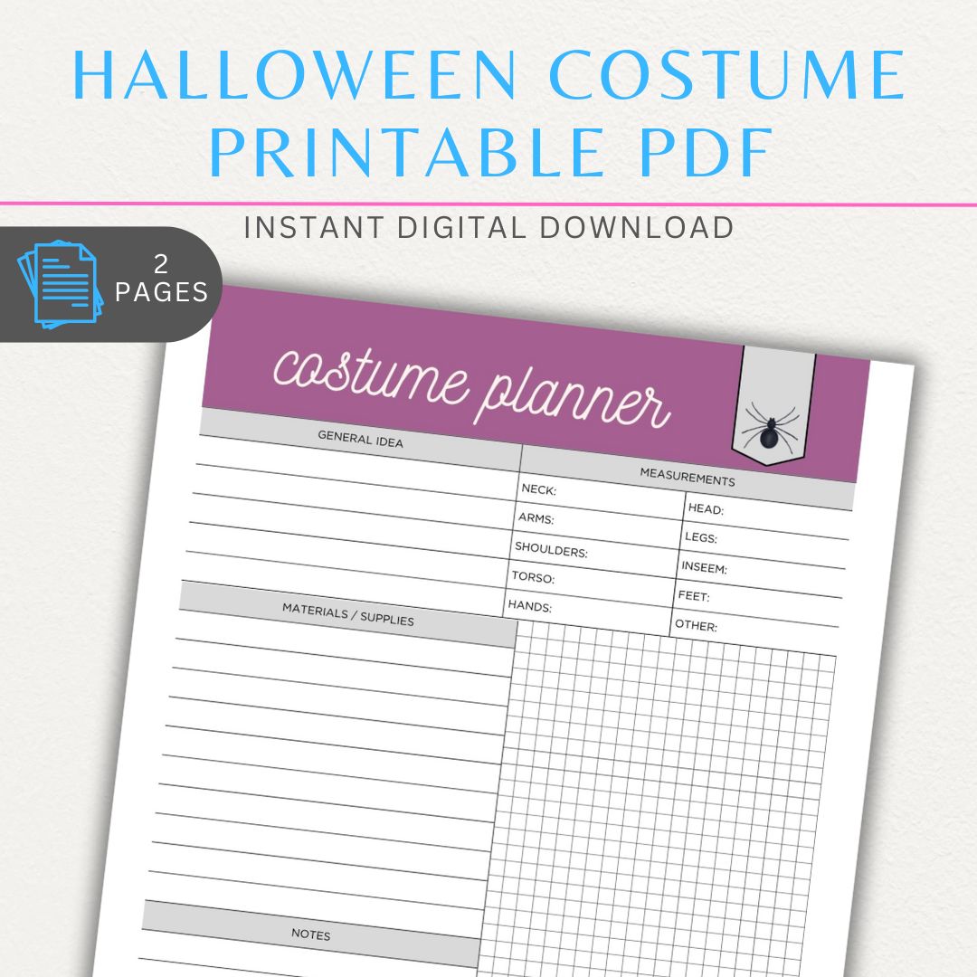 Plan your Halloween costume with this 2-page printable PDF bundle! 