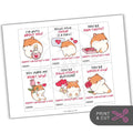 Hamster-Themed Valentines Printable Sheet