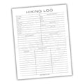 Hiking log on white background will columns and rows to track all the information about your hike.