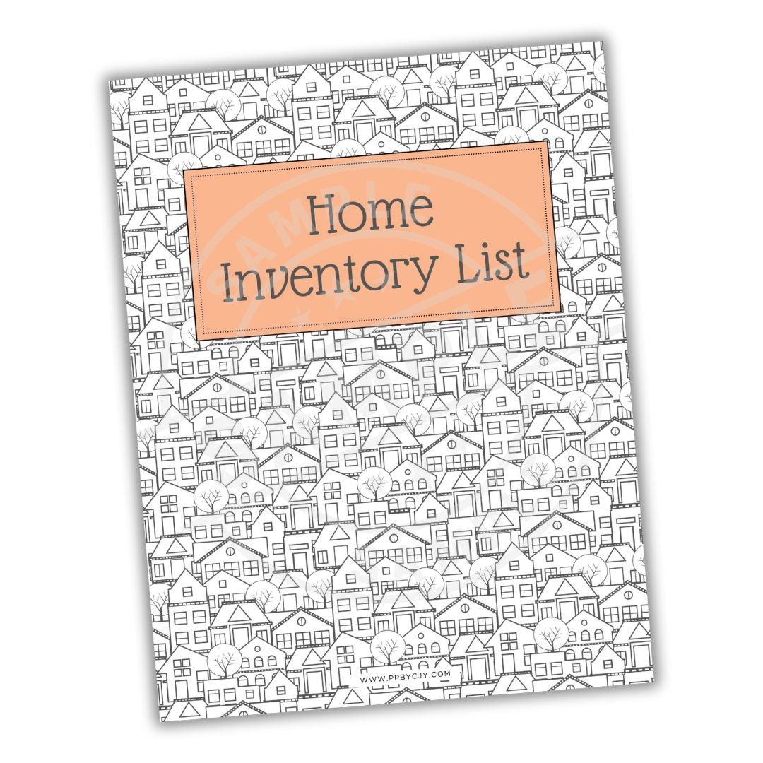 Home inventory list with house pattern on a white background