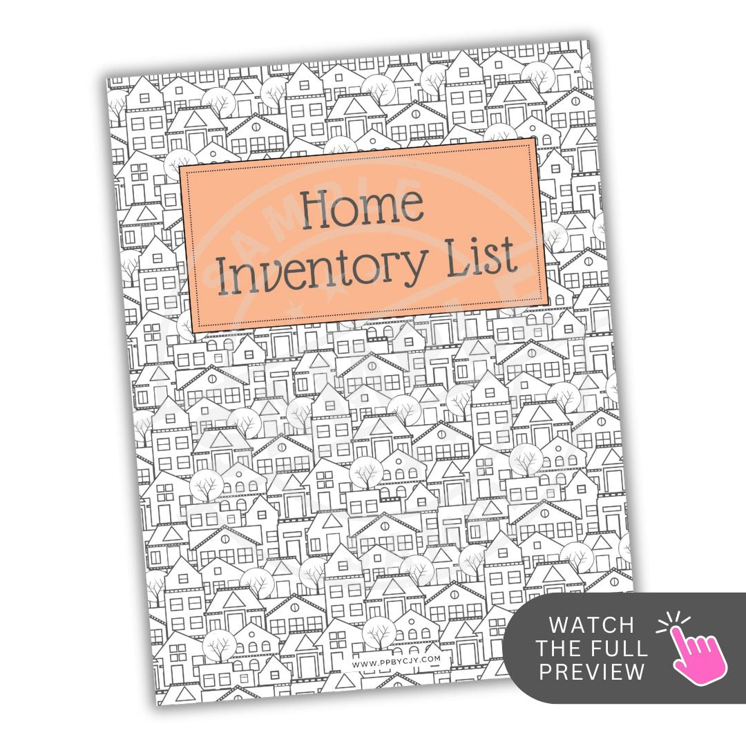 Home inventory list with house pattern and 'Watch the full preview' button