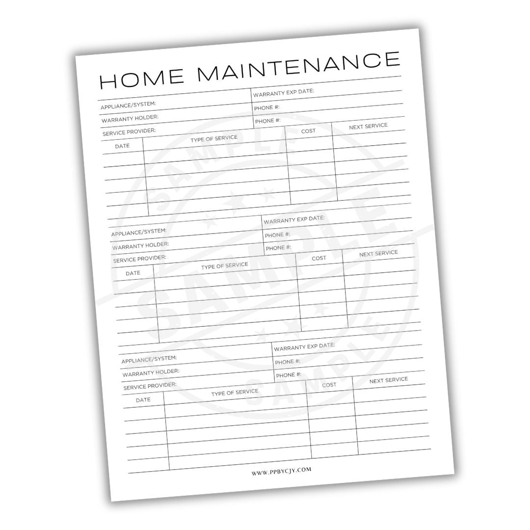 Home maintenance checklist on a white background