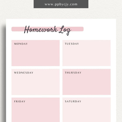 Homework Tracker Printable PDF Template