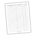Household Supply Inventory List Printable PDF Template