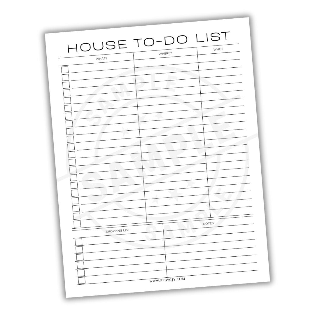 House to-do list template on a white background