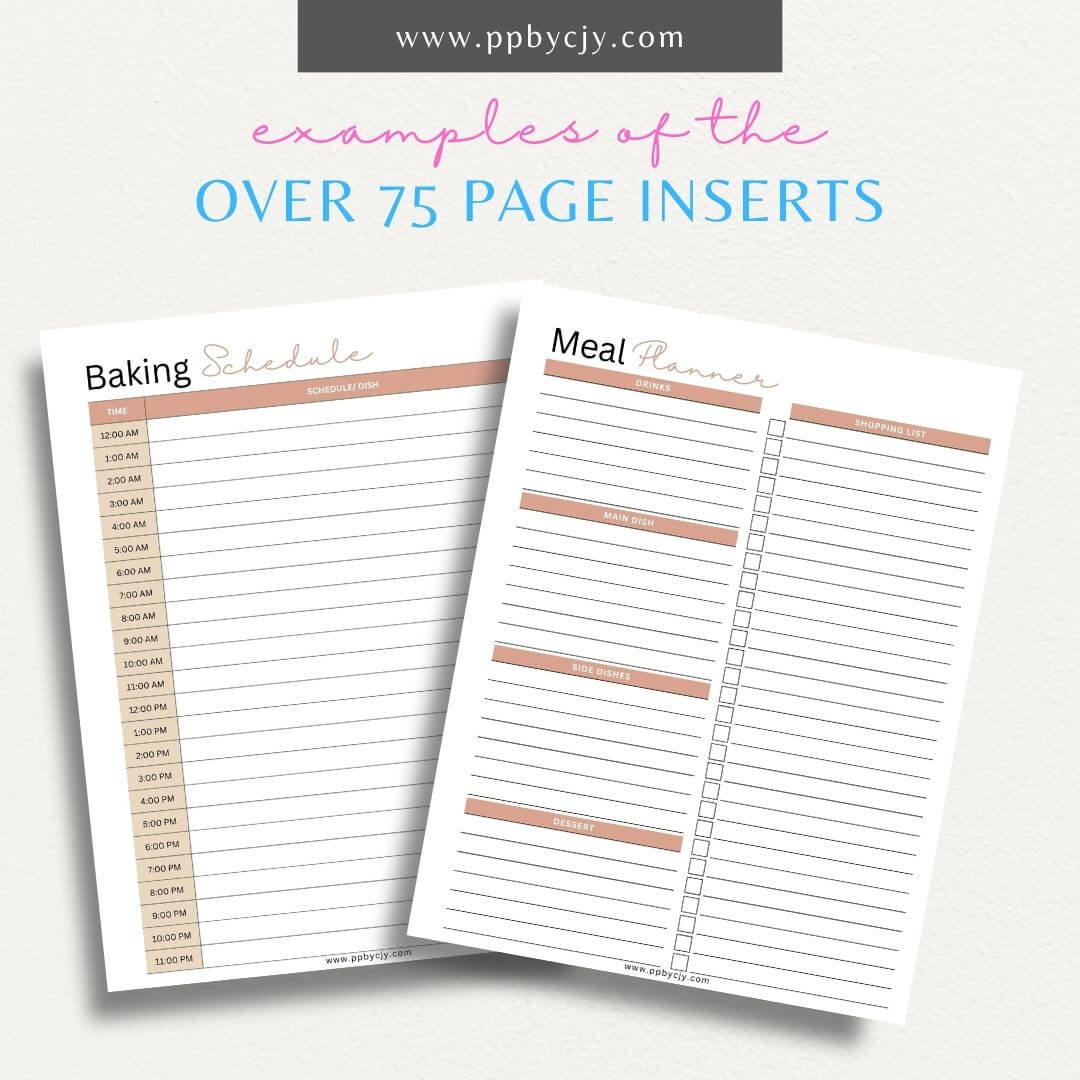 Thanksgiving Holiday Planner Printable Template – Digital download for organizing and managing all aspects of Thanksgiving, including meal planning, guest lists, decorations, and schedules