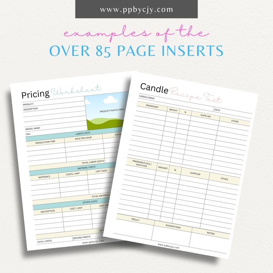 Candle Business Printable Planner – Digital Download for Organizing and Managing Candle Business Tasks and Schedules