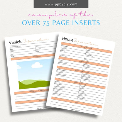 Home Inventory Bundle Printable Template – Digital download featuring a set of tools for comprehensive cataloging and managing your home inventory.