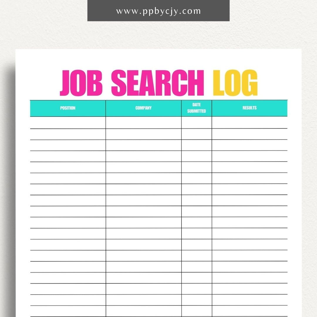 Job Search Account Tracker Printable Template – Digital download for organizing and managing login details and statuses for various job search accounts and platforms.