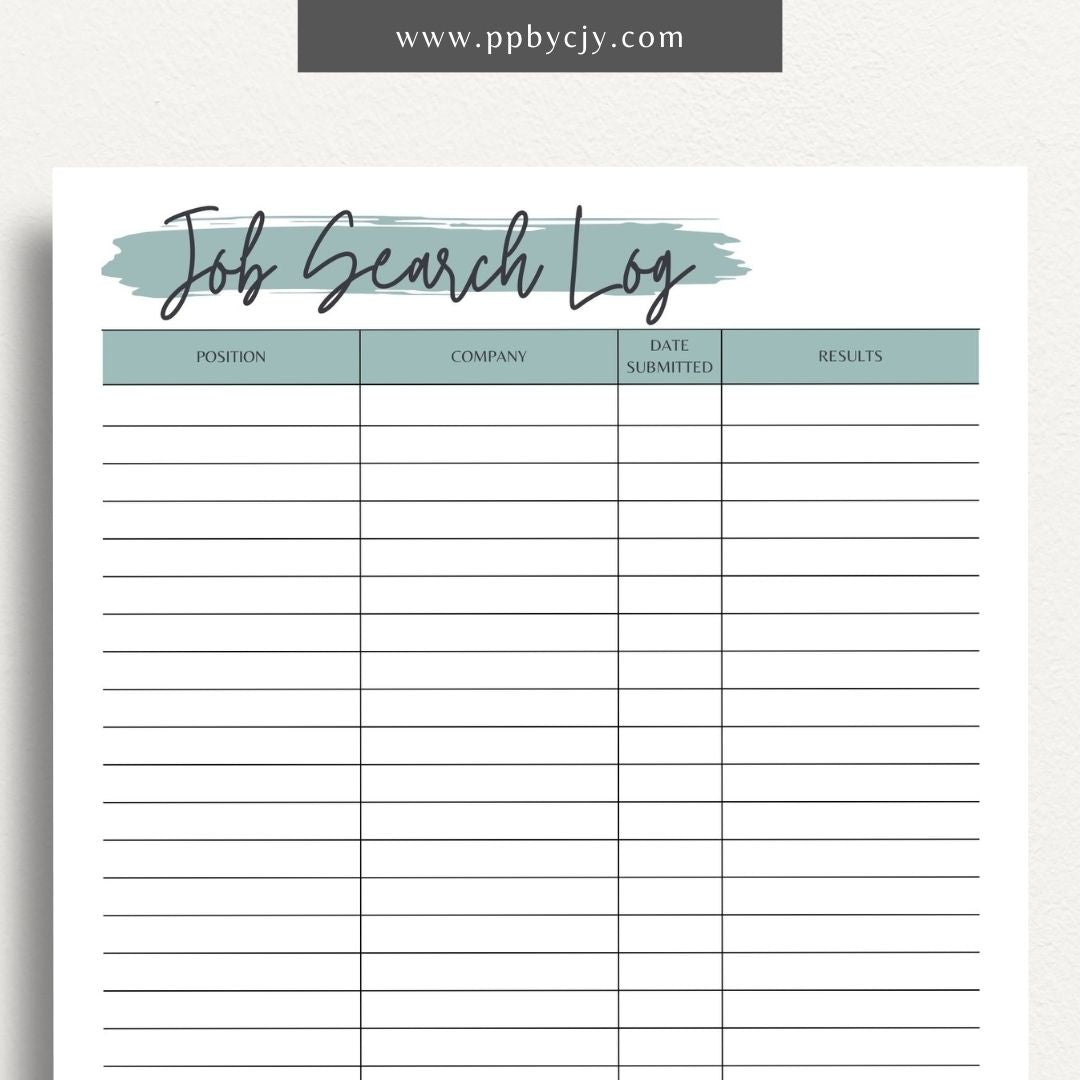 Job Search Account Tracker Printable Template – Digital download for organizing and managing login details and statuses for various job search accounts and platforms.