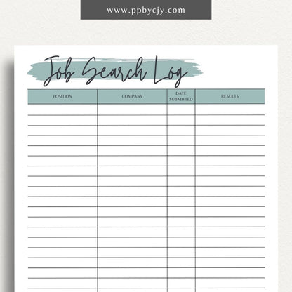 Job Search Account Tracker Printable Template – Digital download for organizing and managing login details and statuses for various job search accounts and platforms.