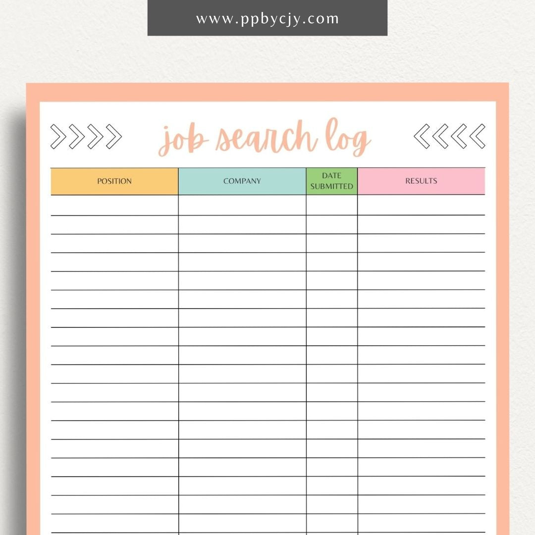 Job Search Account Tracker Printable Template – Digital download for organizing and managing login details and statuses for various job search accounts and platforms.