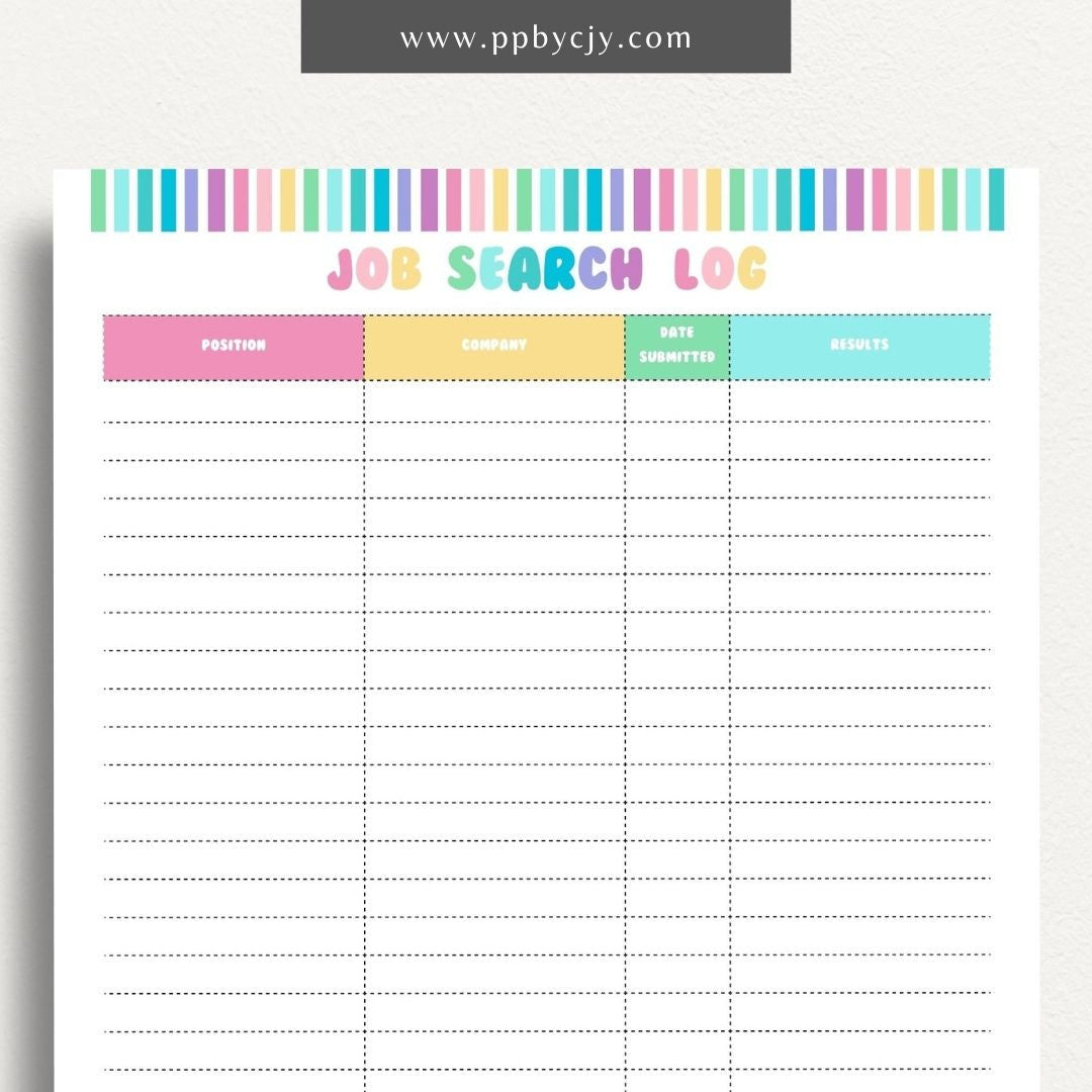 Job Search Account Tracker Printable Template – Digital download for organizing and managing login details and statuses for various job search accounts and platforms.