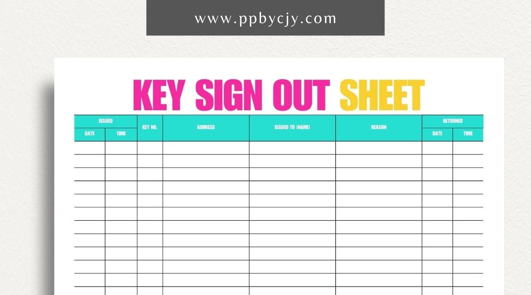 Key Sign Out Sheet Printable Template Key Sign Out Sheet Printable Template