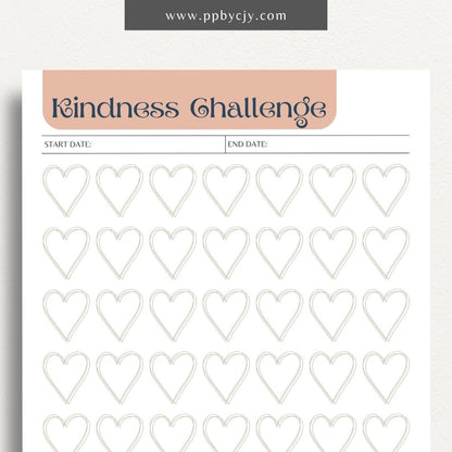 100 Days of Kindness Printable Template – Digital Download for Tracking Acts of Kindness