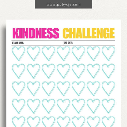 100 Days of Kindness Printable Template – Digital Download for Tracking Acts of Kindness