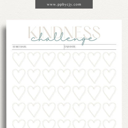 100 Days of Kindness Printable Template – Digital Download for Tracking Acts of Kindness