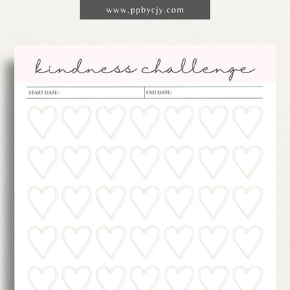 100 Days of Kindness Printable Template – Digital Download for Tracking Acts of Kindness