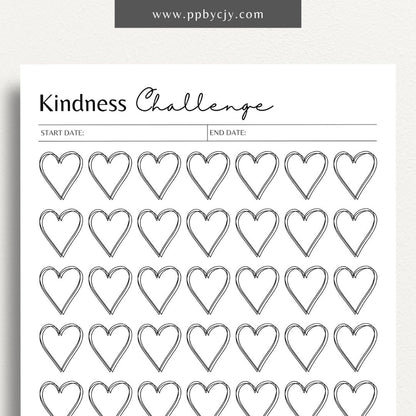 100 Days of Kindness Printable Template – Digital Download for Tracking Acts of Kindness