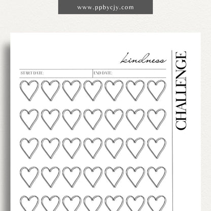 100 Days of Kindness Printable Template – Digital Download for Tracking Acts of Kindness