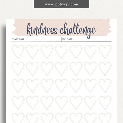 100 Days of Kindness Printable Template – Digital Download for Tracking Acts of Kindness