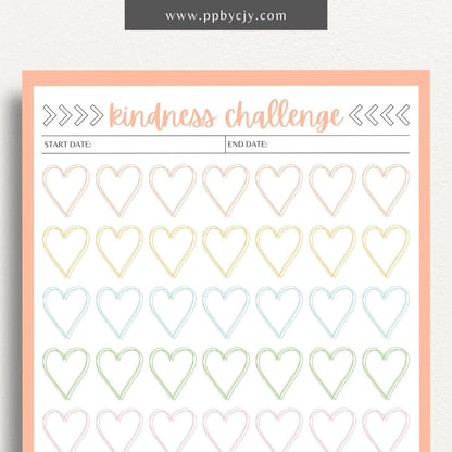 100 Days of Kindness Printable Template – Digital Download for Tracking Acts of Kindness