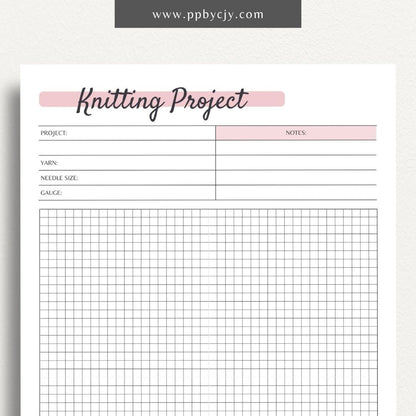 Knitting Project Plan Printable PDF Template