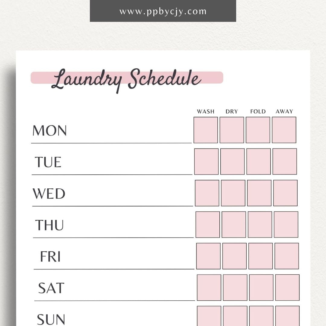 Weekly Laundry Schedule Printable PDF Template