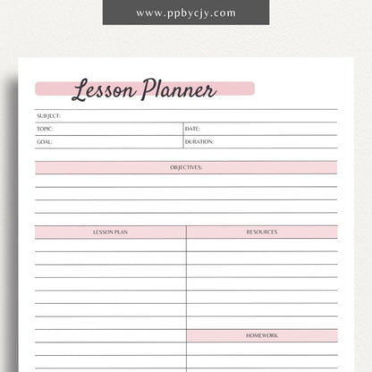 Lesson Planner Printable PDF Template
