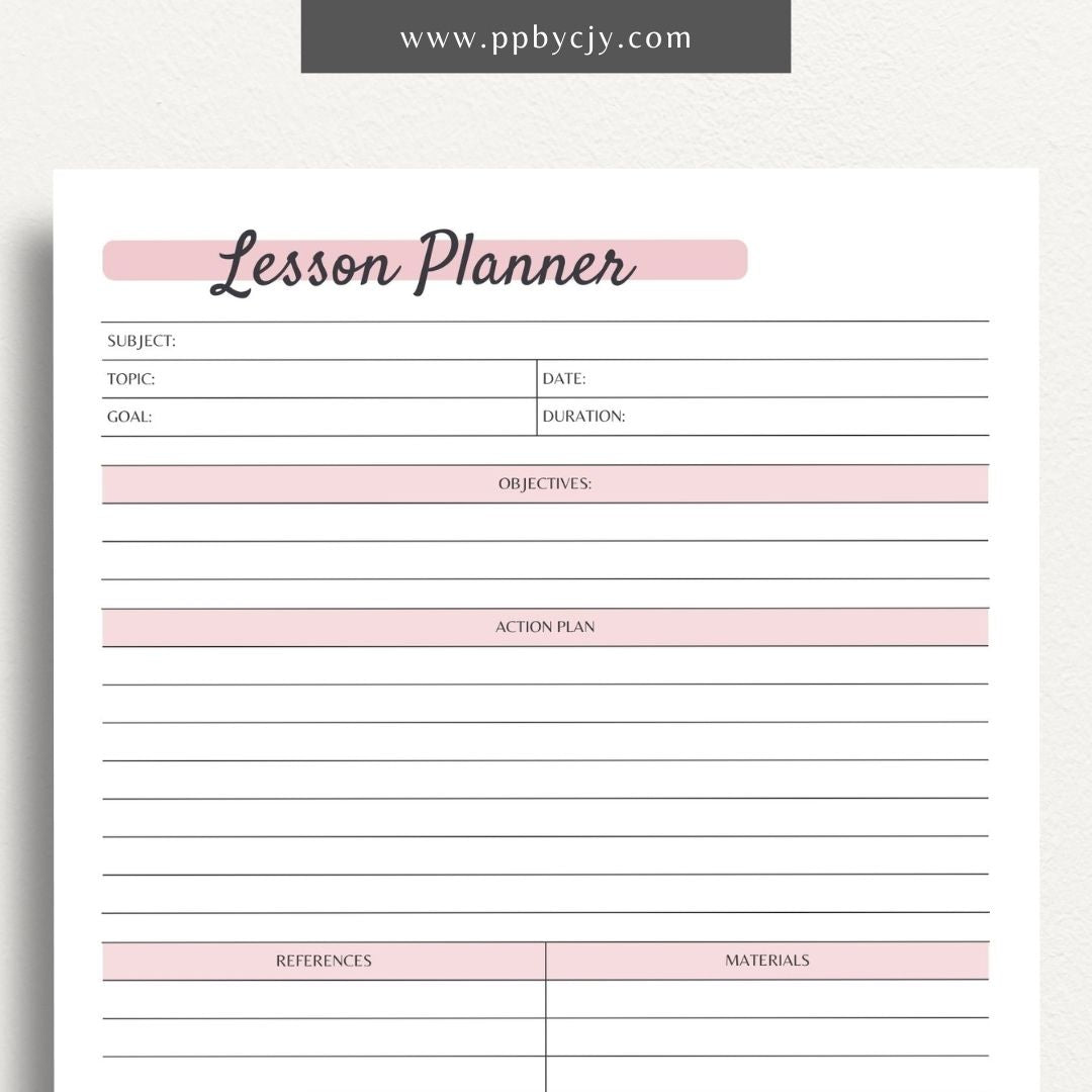Lesson Plan Printable PDF Template