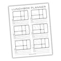 Lunchbox planner sheet with grid layout on a white background