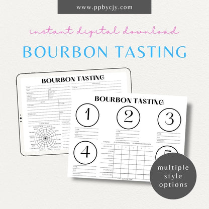 Bourbon Tasting Scorecard Printable Template – Digital Download for Recording and Rating Bourbon Tastings