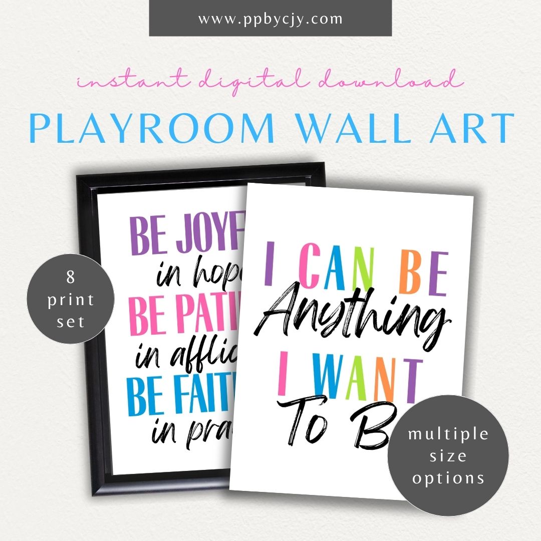 Bold Motivational Wall Art for Kids Printable – Vibrant designs for playroom, homeschool, or classroom