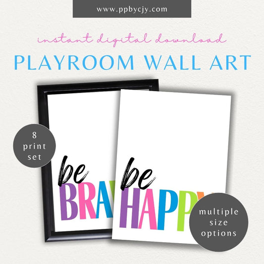 Bold Motivational Wall Art for Kids Printable – Vibrant designs for playroom, homeschool, or classroom