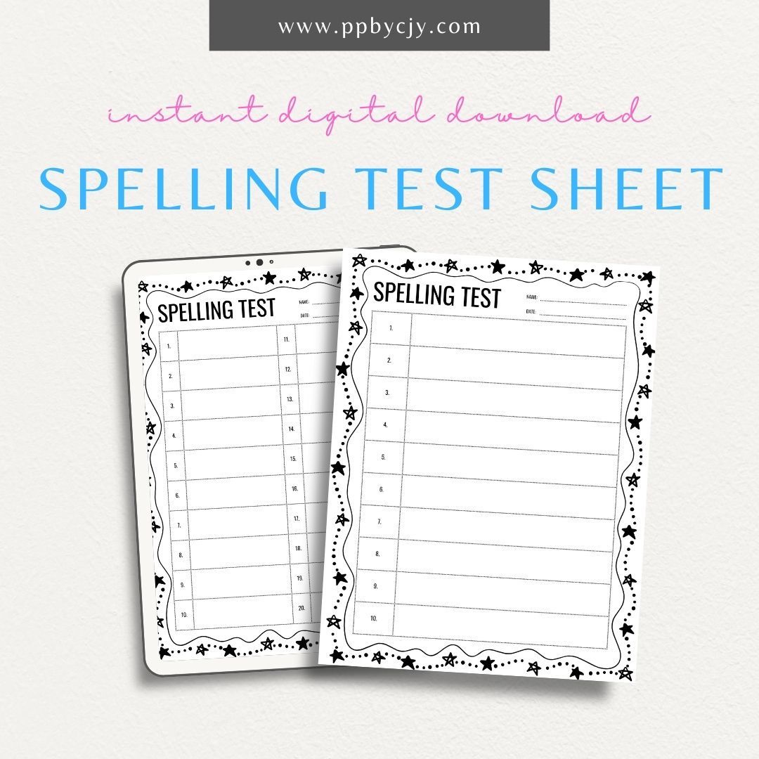 Spelling Test Printable Template