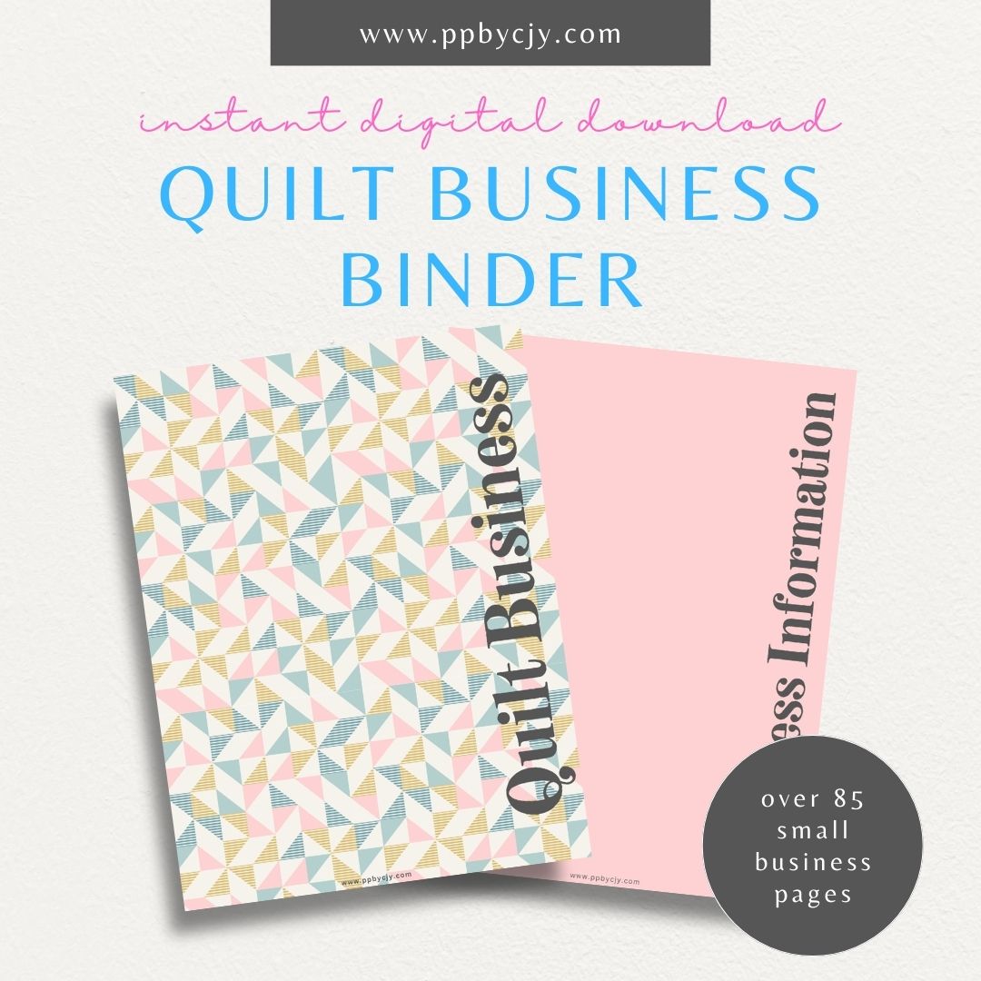 Quilt Business Printable Planner – Digital download for managing and organizing all aspects of your quilt business, from inventory to client orders