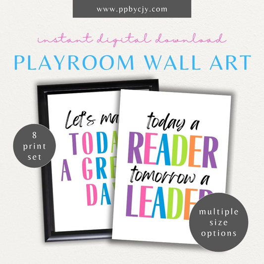 Bold Motivational Wall Art for Kids Printable – Vibrant designs for playroom, homeschool, or classroom