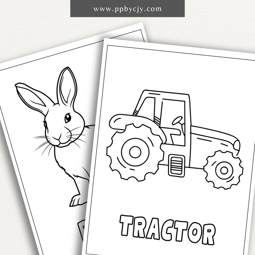 Farm Friends Coloring Book Digital Download – 50 Simple and Easy Coloring Pages