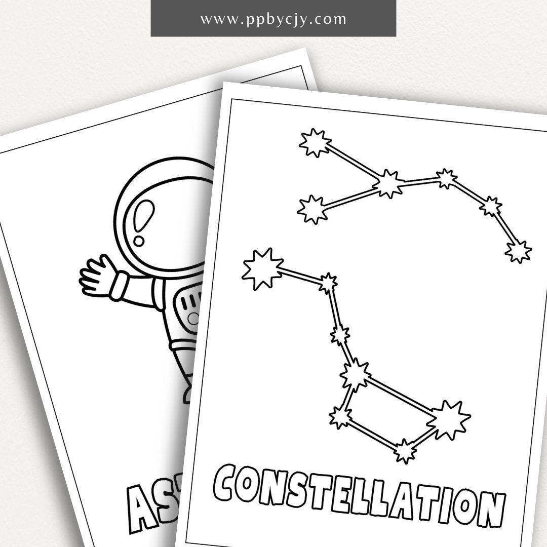 Planet Pals Coloring Book Digital Download – 30 Simple and Easy Space-Themed Coloring Pages