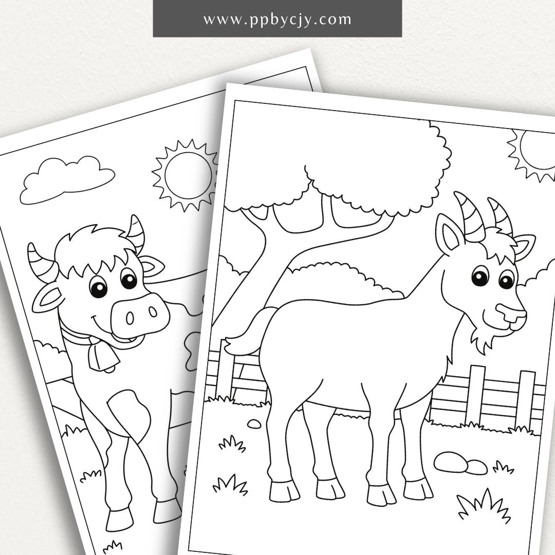 Farm Friends Coloring Book Digital Download – 45 Simple and Easy Coloring Pages