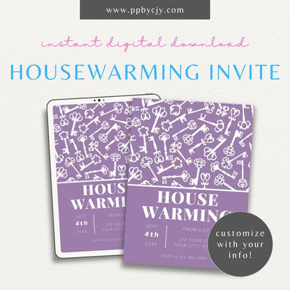 Modern Housewarming Invitation Template Printable – Digital download with contemporary house design