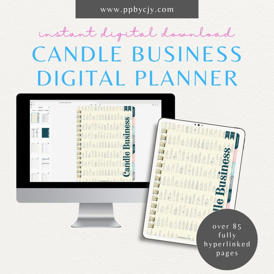 Candle Business Digital Planner Printable Template – Digital Download for Organizing and Managing Candle Business Activities and Goals