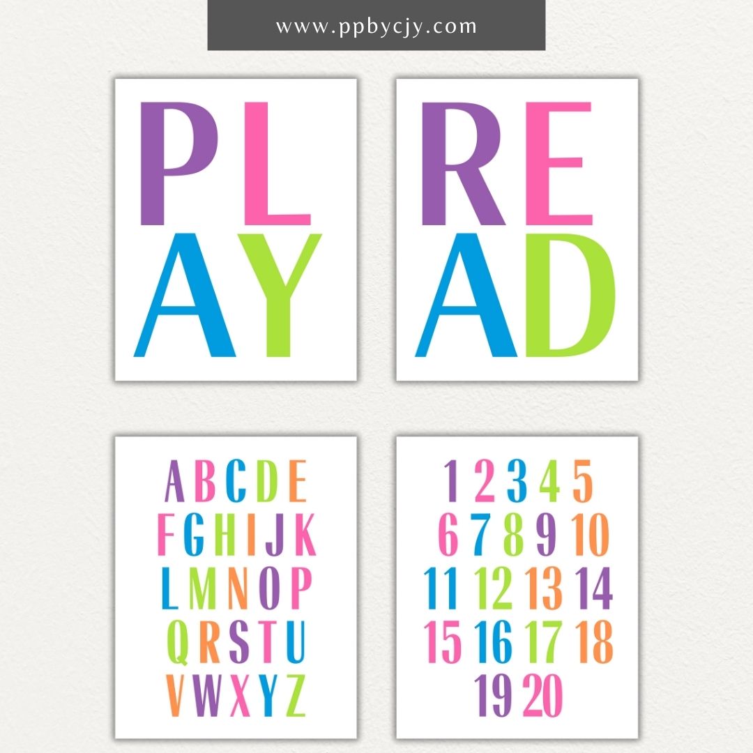 Educational Wall Art for Kids Printable – Bold learning designs for playroom, homeschool, or classroom