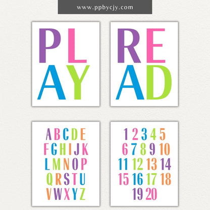 Educational Wall Art for Kids Printable – Bold learning designs for playroom, homeschool, or classroom