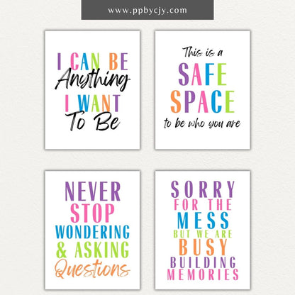 Bold Motivational Wall Art for Kids Printable – Vibrant designs for playroom, homeschool, or classroom