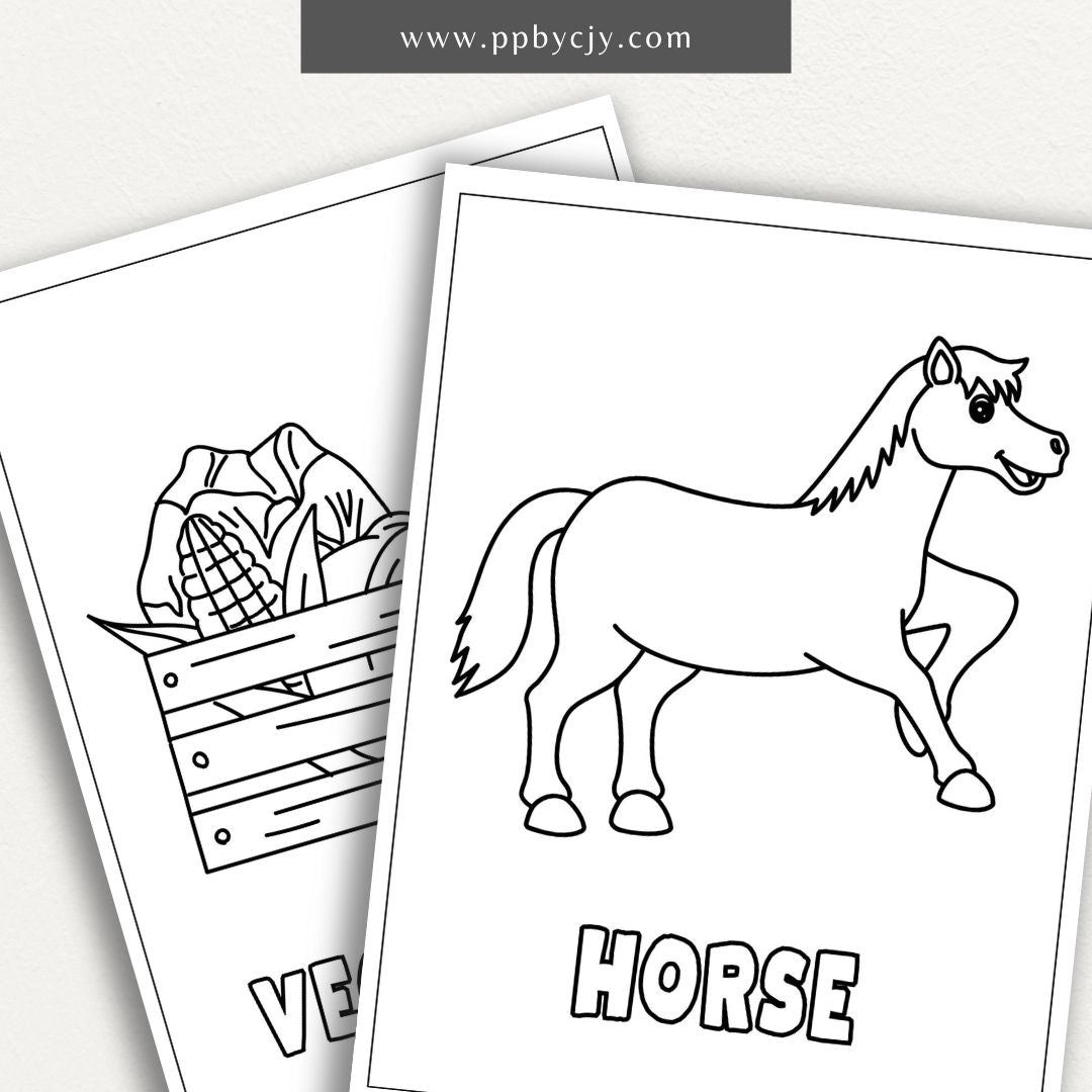 Farm Friends Coloring Book Digital Download – 50 Simple and Easy Coloring Pages